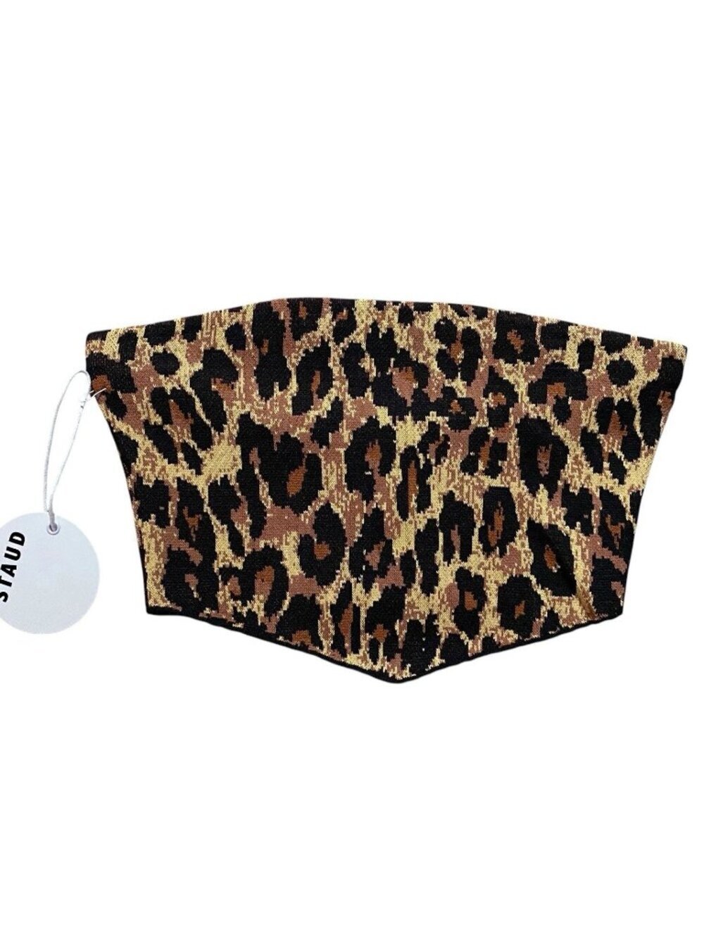 STAUD Shane Women's XS Multicolor Leopard Print Strapless Scarf Crop Top NWT